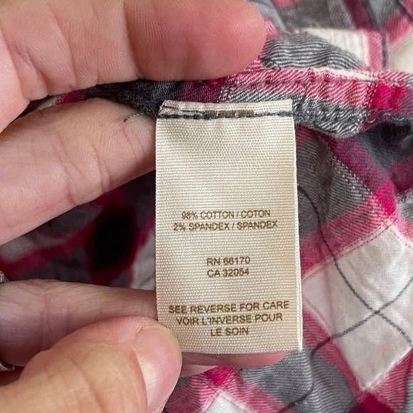 Free People Pink Gray Plaid Button Down Top - Picture 4 of 4